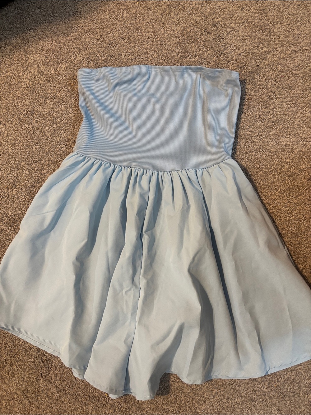 SHEIN Light Blue Strapless Skater Romper